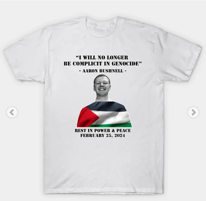 短袖T恤 巴勒斯坦反战英雄服装 亚伦·布什内尔 Aaron Bushnell