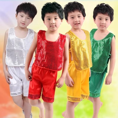 六一幼儿园儿童演出服装女童腰鼓舞蹈男童喜庆中国风肚兜表演服装