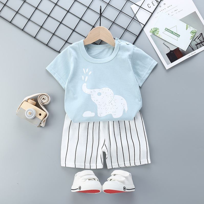 儿童短袖套装男女小童T恤1韩版纯棉夏季婴儿衣服2020宝宝夏装童装