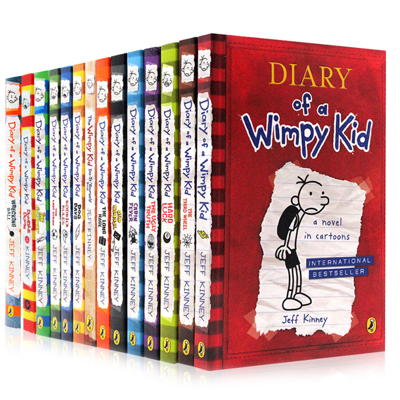 【新版17册合售】小屁孩日记小学推荐桥梁书英文原版Diary of a Wimpy Kid 哭包日记章节儿童文学插图童书幽默漫画 7-12岁小说