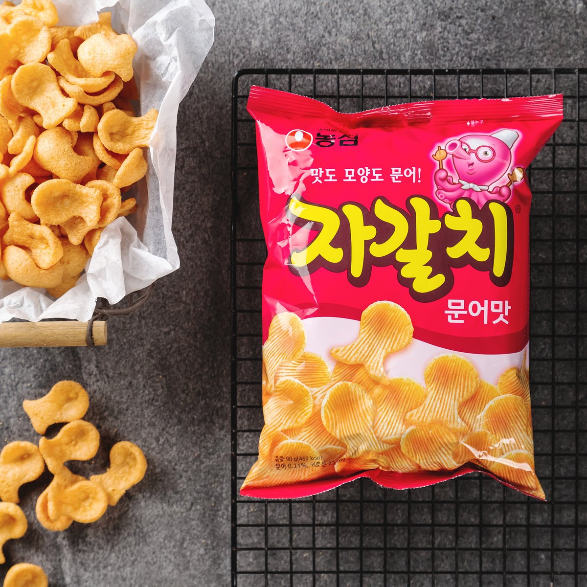 韩国进口农心章鱼味脆片办公室休闲小吃零食膨化90g