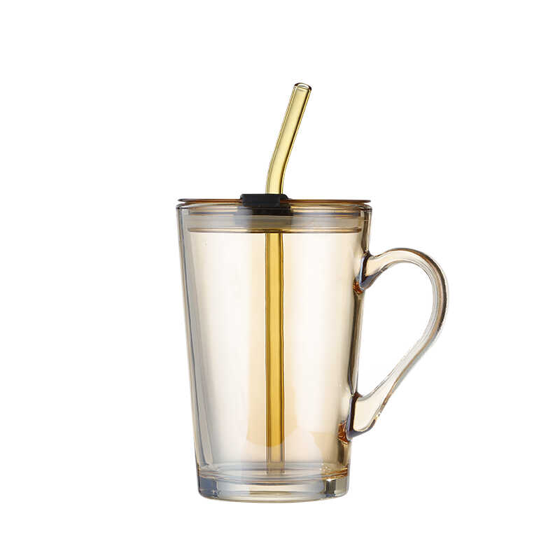 吸管玻璃杯水杯女新款夏季家用颜值便携式喝冷饮果汁奶茶咖啡杯子