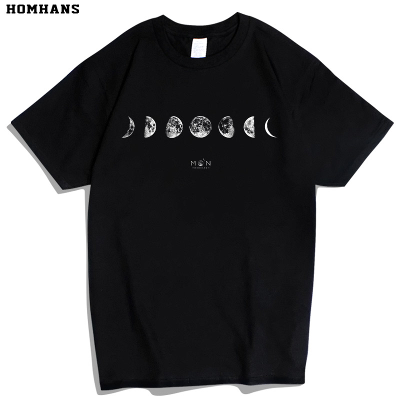 红韩MOON月球创意T恤文艺简约ins个性宽松大码纯棉体恤星空月亮潮