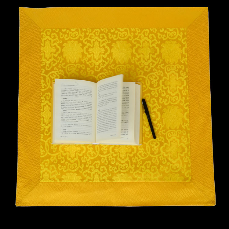 藏式供佛桌布抄经垫布佛经盖布双层加厚富贵花龙纹亮黄色佛台布