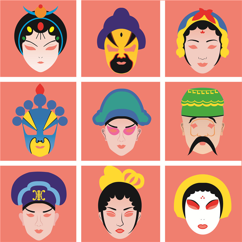 京剧脸谱儿童手工diy绘画空白模涂色面具幼儿园中国风涂鸦材料包