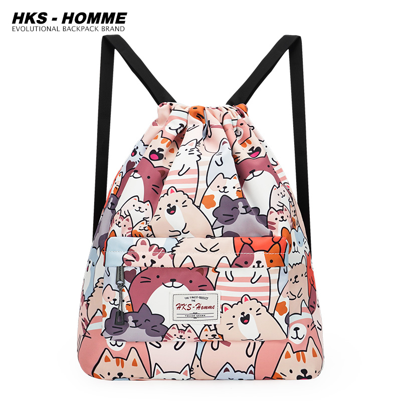 HKS－HOMME大容量抽绳双肩包女篮球足球运动包背包男旅行包束口袋