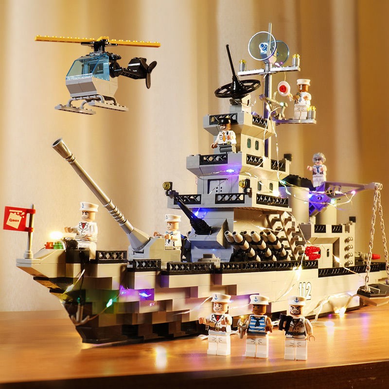 积木航空母舰高难度大型拼装玩具军事中国积木成年生日男孩子礼物