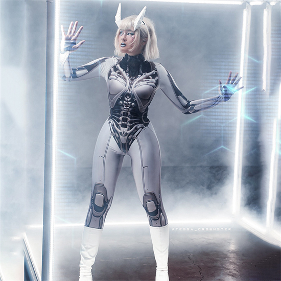 赛博科技感服饰女未来战士紧身机器人派对舞台演出服
