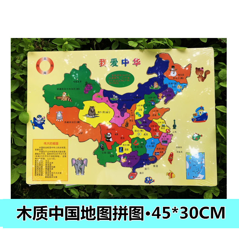 磁力中国地图磁性拼图地理儿童益智幼儿园早教男女孩木质实木立体