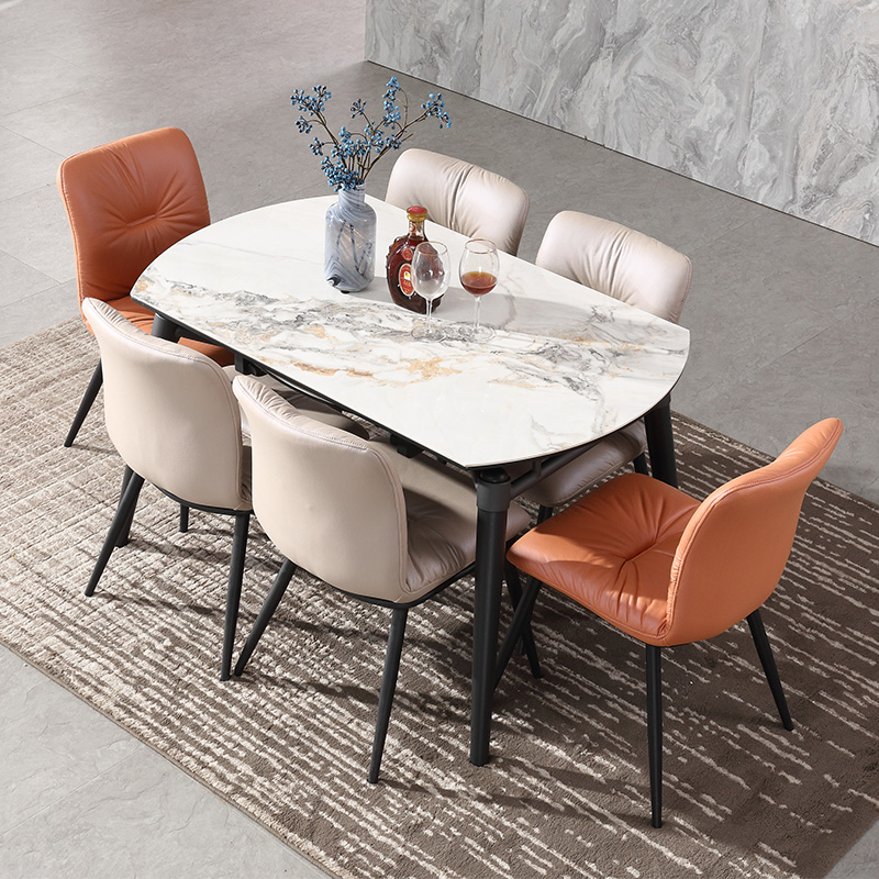推荐极简岩板实木伸缩折叠餐桌椅组合现代简约家用轻奢多功能方圆