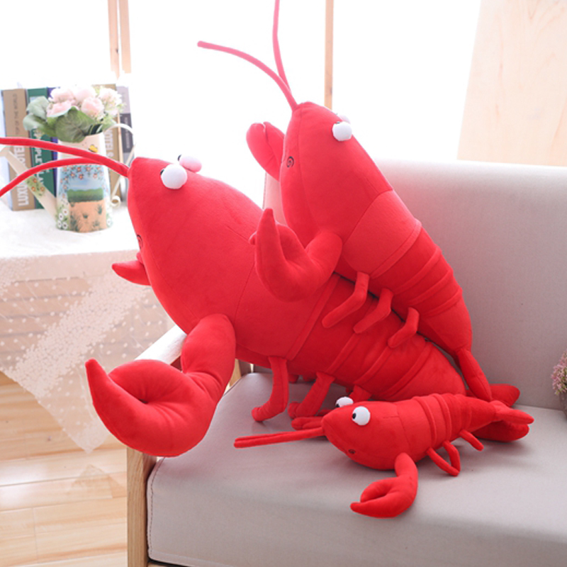 红色大螃蟹小龙虾玩偶睡觉抱公仔仿真食物创意毛绒玩具布娃娃抱枕