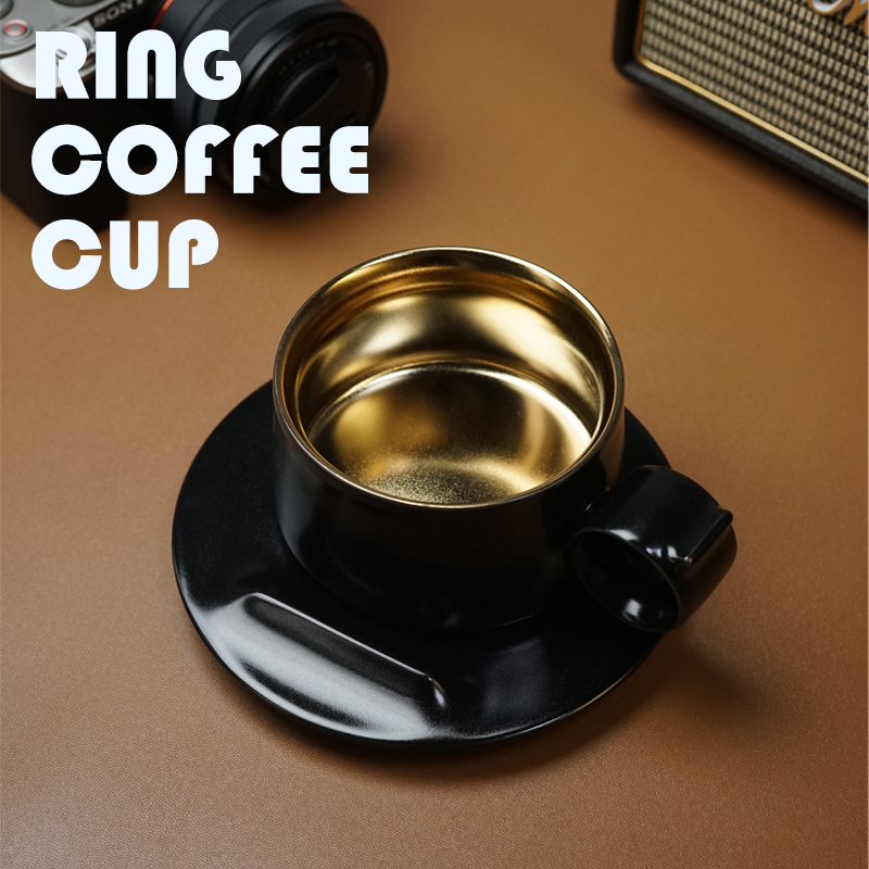 ring飞形物黑白指环咖啡杯子陈鹏飞设计礼物景德镇陶瓷轻奢精致