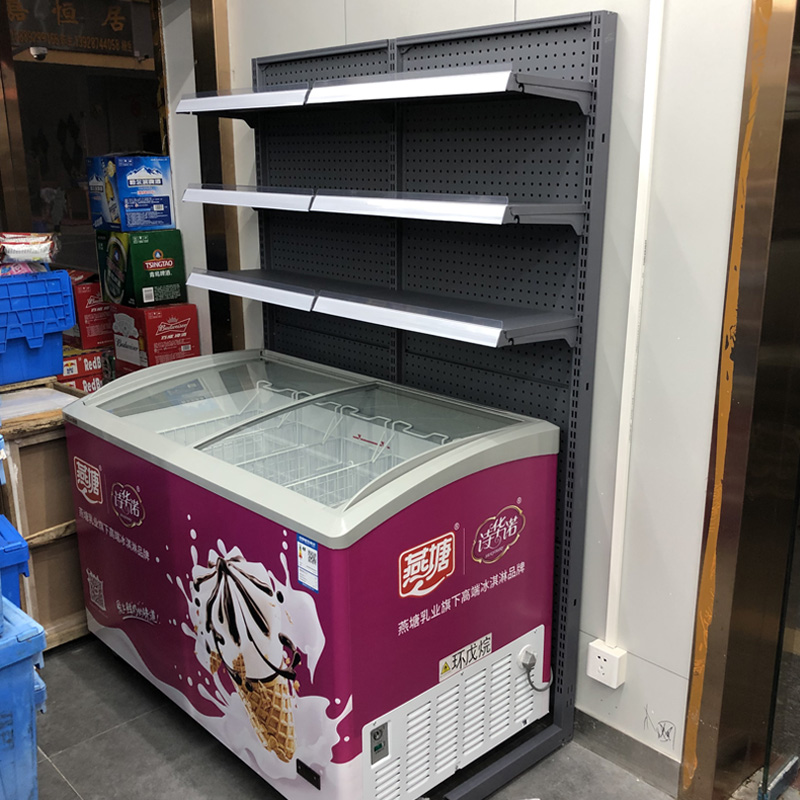 便利店冰柜冰箱上方货架饮料置物架冰淇淋柜雪糕柜面包牛奶陈列架