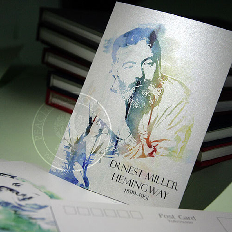 美国作家海明威文艺清新文学原创唯美水彩风手绘明信片