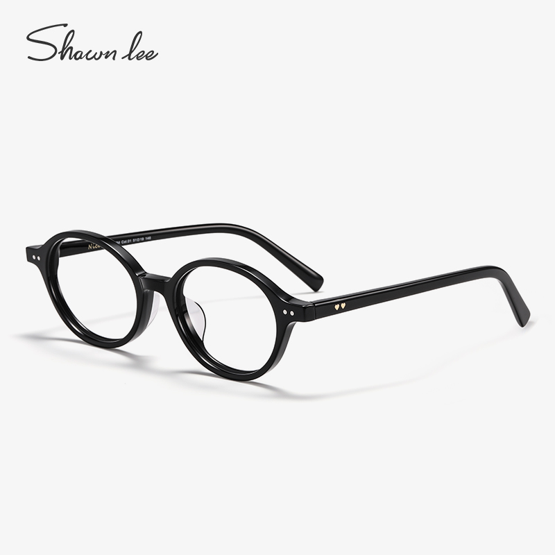 Shawnlee新款板材椭圆黑框猫眼近视眼镜框书呆子女ins风小框镜架