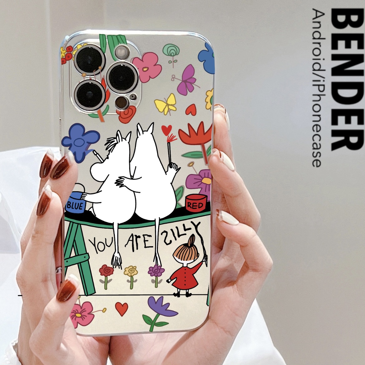 姆明一家日本周边适用于艺术卡通动漫小众苹果iPhone13promax14mini12plus电镀直边魔方液态15全包手机套壳