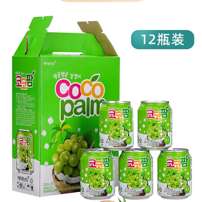 韩国原装进口网红海太可可粒椰子葡萄汁饮料果肉整箱12瓶送礼盒