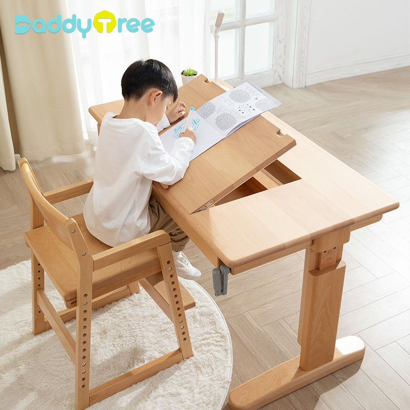 实木学习桌椅套装可升降初中小学生写字读书儿童书桌家用课桌椅子