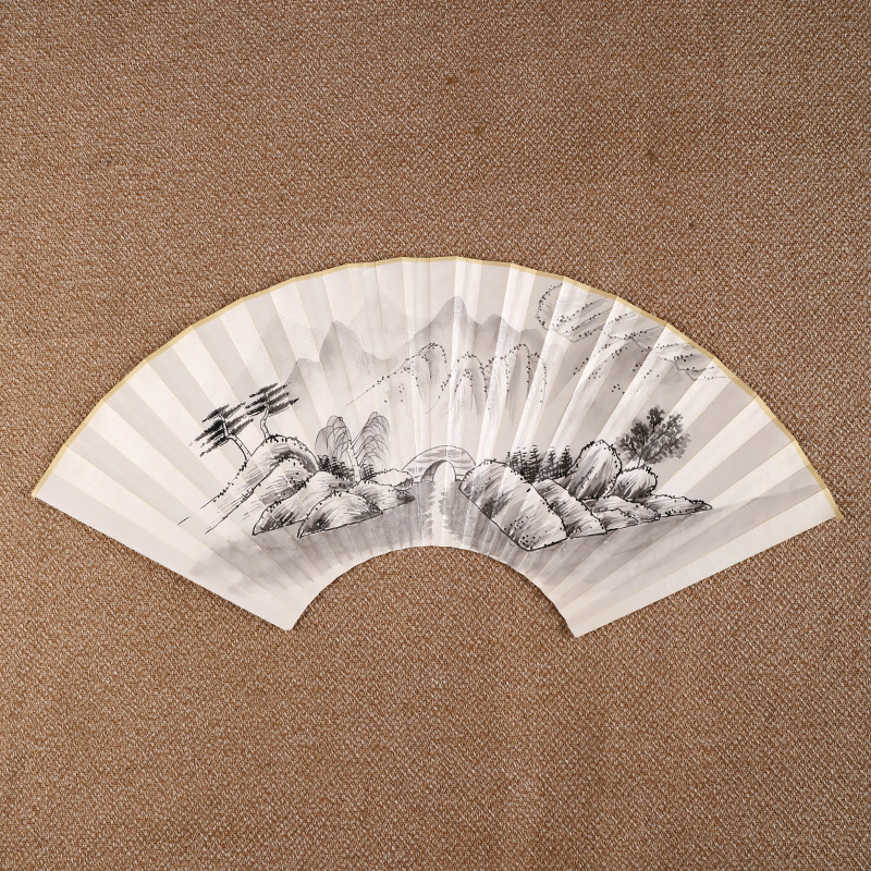 手绘扇面一面画反面空白9寸9.5寸中国风花鸟苏工折扇配件可定制字
