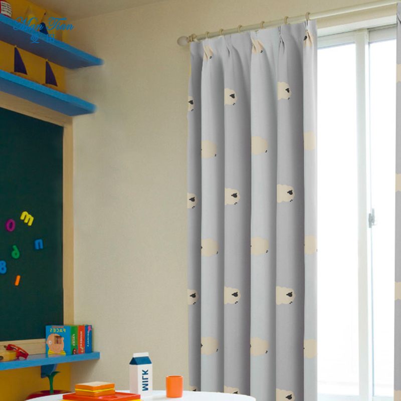 日本新款小绵羊凸窗同步可爱白羊童趣梦境客厅卧室儿童房定制窗帘