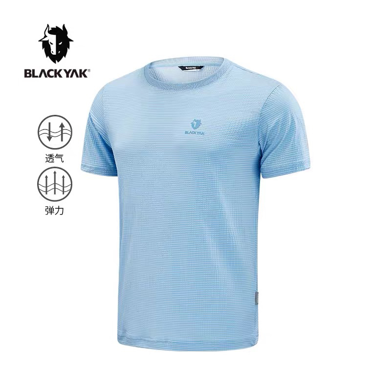 BLACK YAK/布来亚克男士夏季户外休闲弹力条纹短袖圆领T恤MLM007
