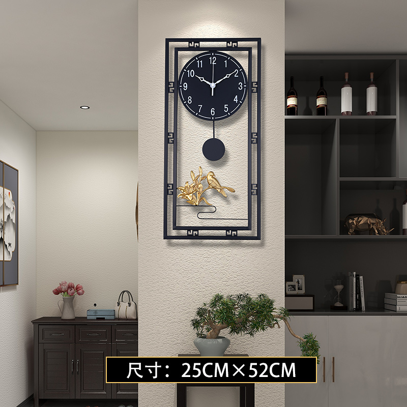 中式挂钟客厅家庭时尚轻奢免打孔挂墙时钟创意现代中国风大气钟u.