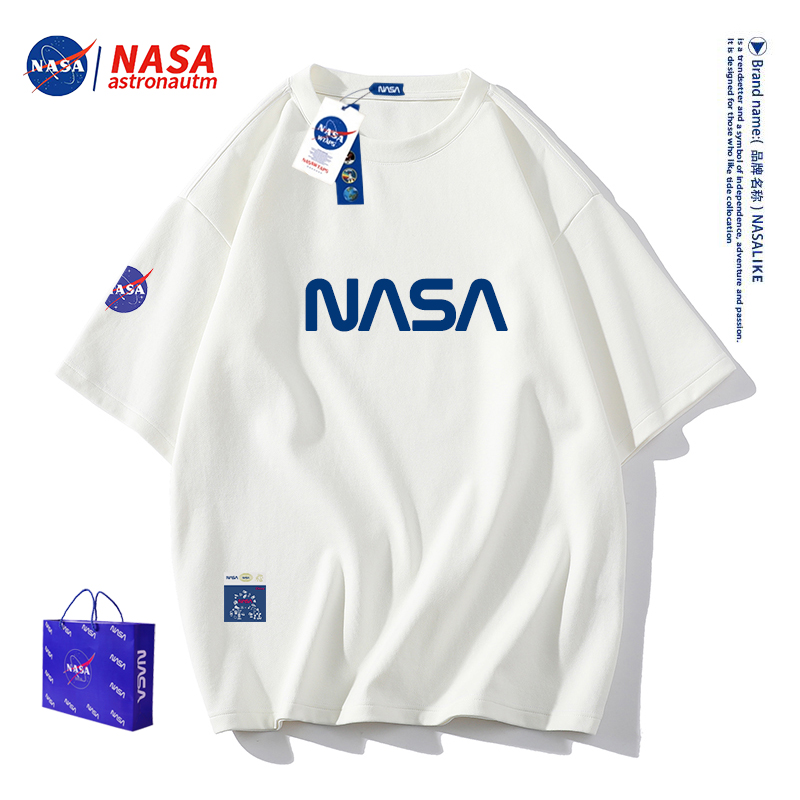 NASA联名潮牌短袖T恤男夏季ins百搭情侣装宽松体恤高克重半袖上衣