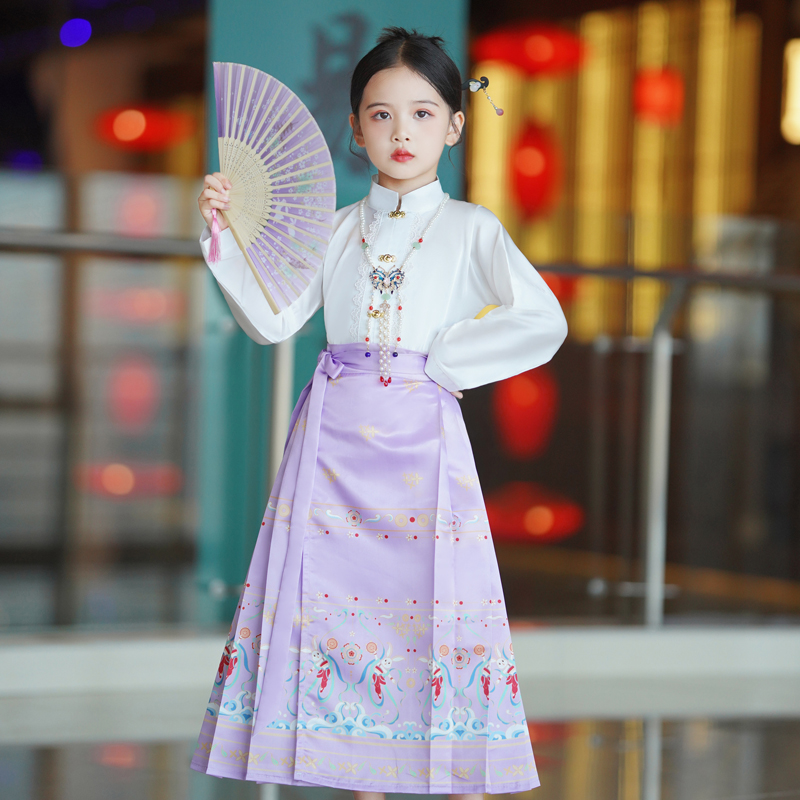 女童马面裙儿童汉服春秋中国风大童套装新款超仙古风唐装长袖高端