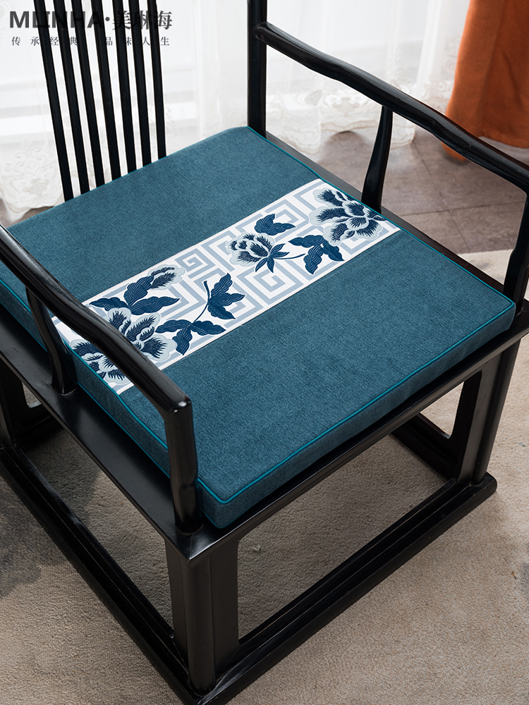 新中式红木椅子坐垫茶椅垫实木沙发太师椅中国风棉麻餐椅座垫定制