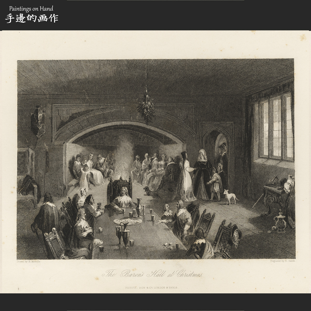 英国1844年原版雕版凹版铜版画芯黑白艺术老物件/人民画廊/圣诞节