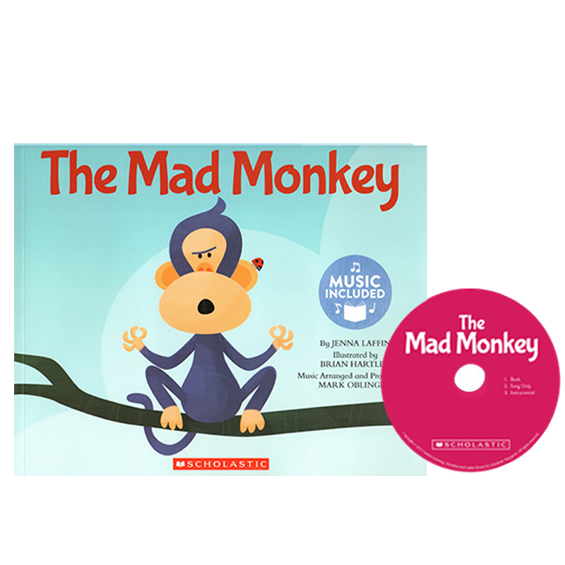 英文原版 The Mad Monkey 疯猴子 Cantata Learning系列 附CD 儿童启蒙歌谣学英语 STEM教育绘本 Scholastic 新品