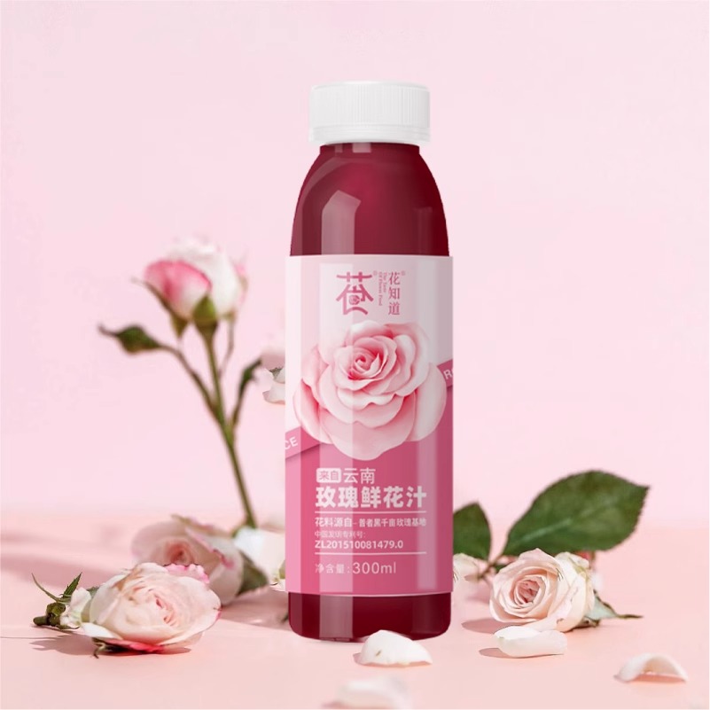 花知道玫瑰鲜花汁植物饮料300ml 0脂肪古法酿造云南特产重瓣玫瑰
