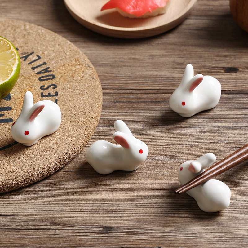 日式陶瓷筷子架卡通小兔子精致餐桌搁筷子筷托家用可爱筷架托筷枕