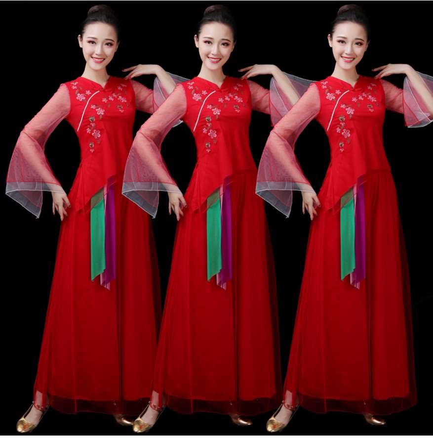 2022夏季广场舞服装新款套装喇叭袖古典舞扇子舞中国风演出舞蹈服