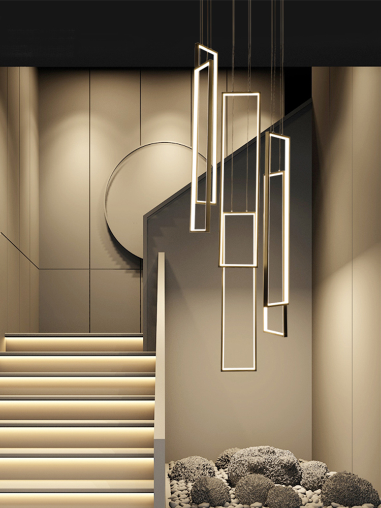 楼梯吊灯北欧轻奢艺术大气loft吊灯简约创意个性挑高中空客厅灯饰