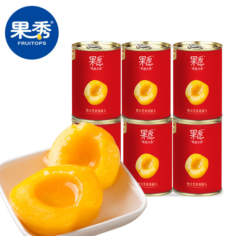 果秀果愿糖水黄桃罐头425g*6罐装出口品质整箱黄桃烘焙零食