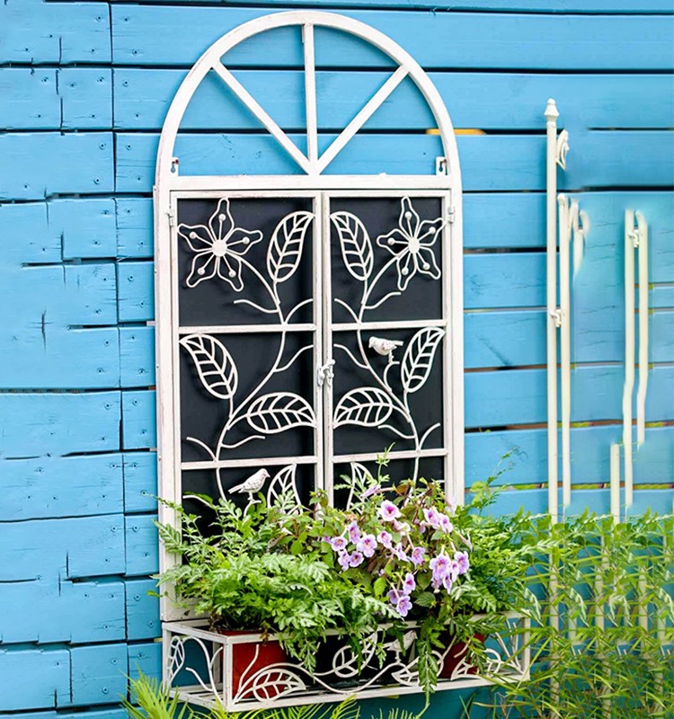 背景墙面庭院户外窗户架花园壁挂花复古挂件花架假爬藤铁艺槽挂画