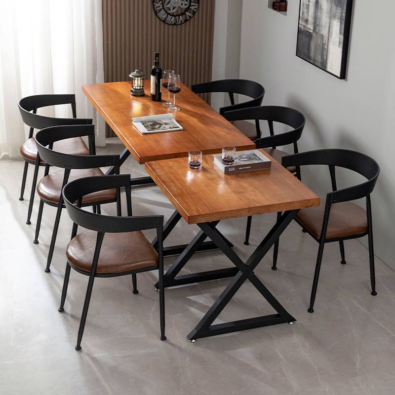 新品铁艺实木餐桌椅组合网红餐厅火锅店工业风酒吧现代简约咖啡厅