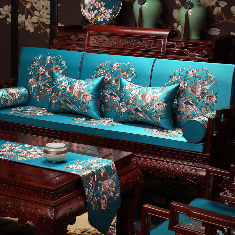 新中式红木沙发坐垫实木家具椅垫中国风罗汉床五件套座垫防滑定制
