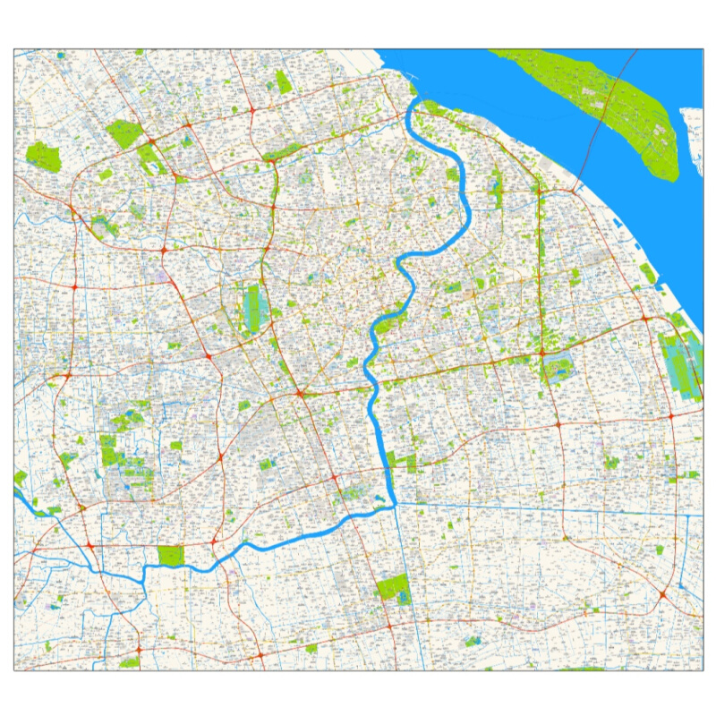 新版上海市区地图道路交通小区楼盘分布电子版高清素材文件地图