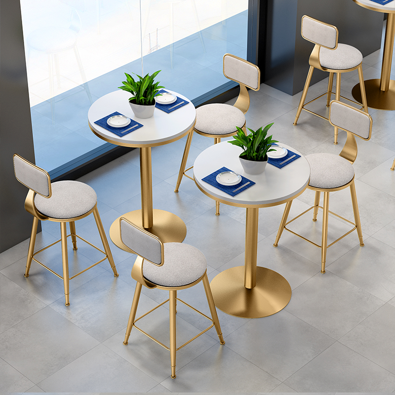 网红奶茶店桌椅组合简约清新北欧铁艺咖啡厅桌椅甜品店靠背休闲椅
