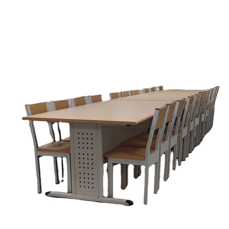 学校图书阅览室桌椅书店书屋会室议培训桌1658钢木办桌椅开公会馆