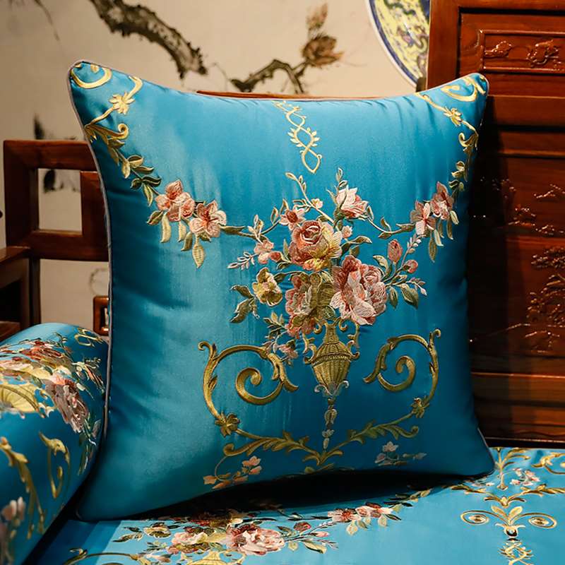 正品中式绣花抱枕刺绣沙发靠垫中国风古典靠背套椅子大号含芯腰枕