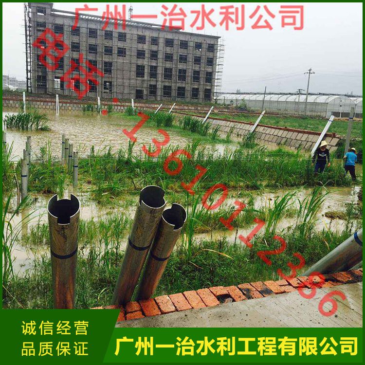 i广东广州江西宜春西村农业观光旅游鱼塘施工过程,钢材防腐木结