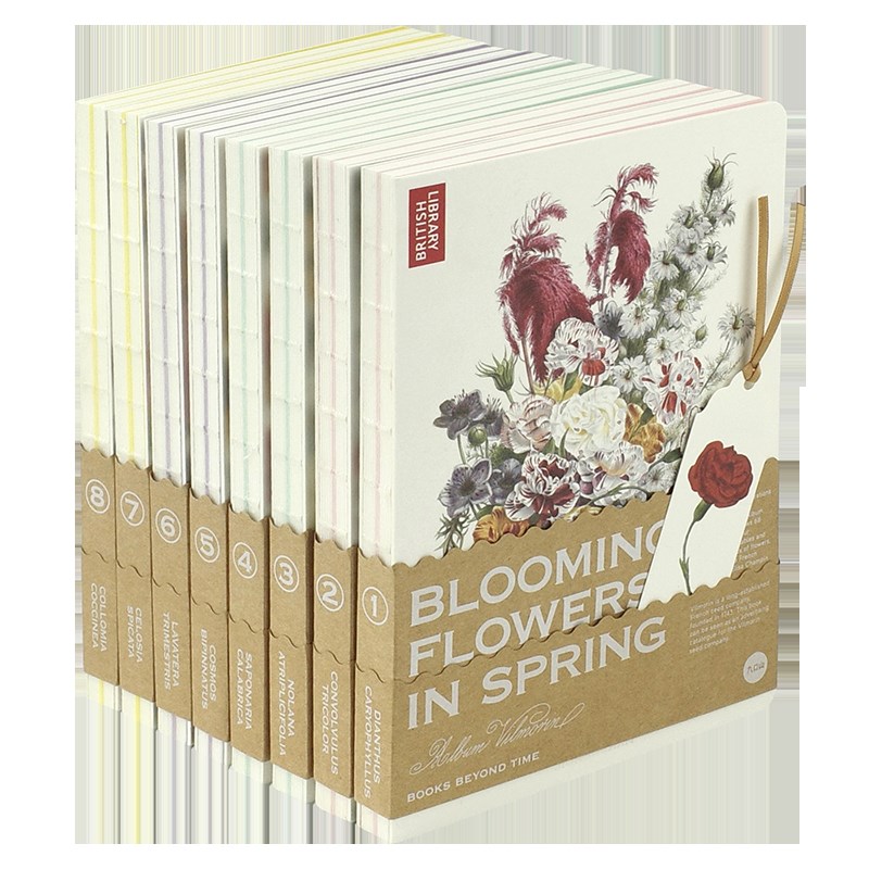 九口山 大英图书馆l 超越时间的书系列花卉B6空白笔记本插图卡片