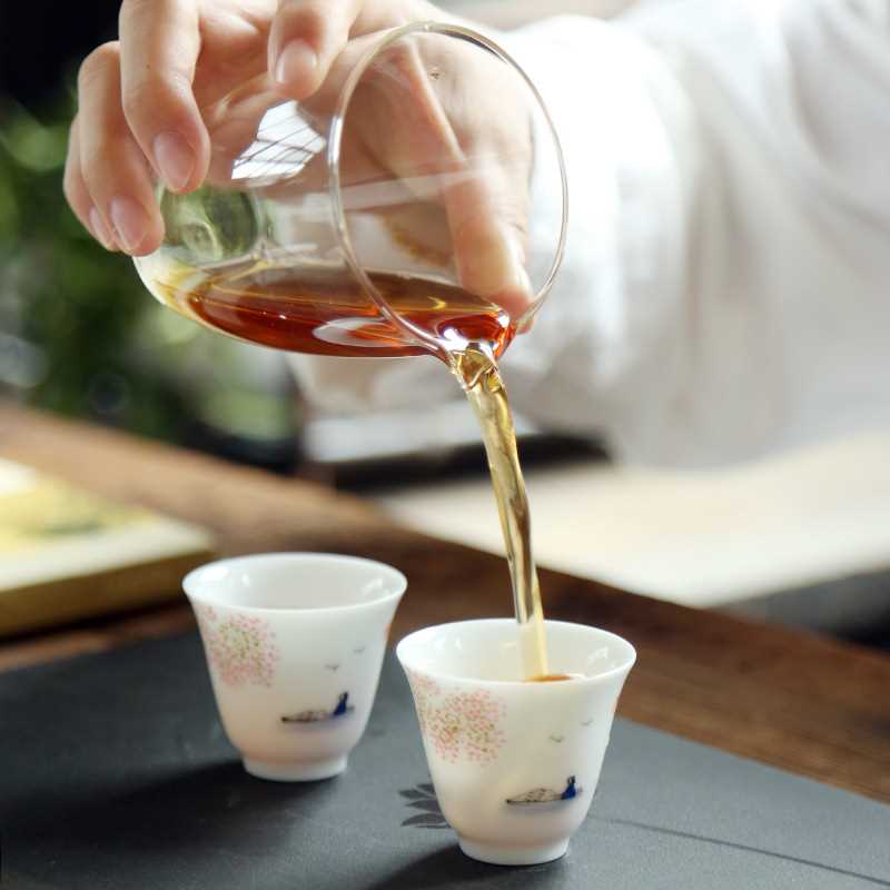 推荐玉泥手绘白瓷茶具套组釉下彩陶瓷盖碗茶杯整套商务礼品