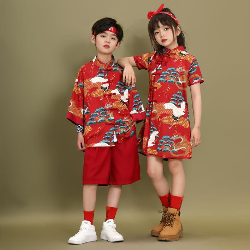 六一儿童演出服小学生运动会表演服中国风唐装汉服啦啦队国潮班服