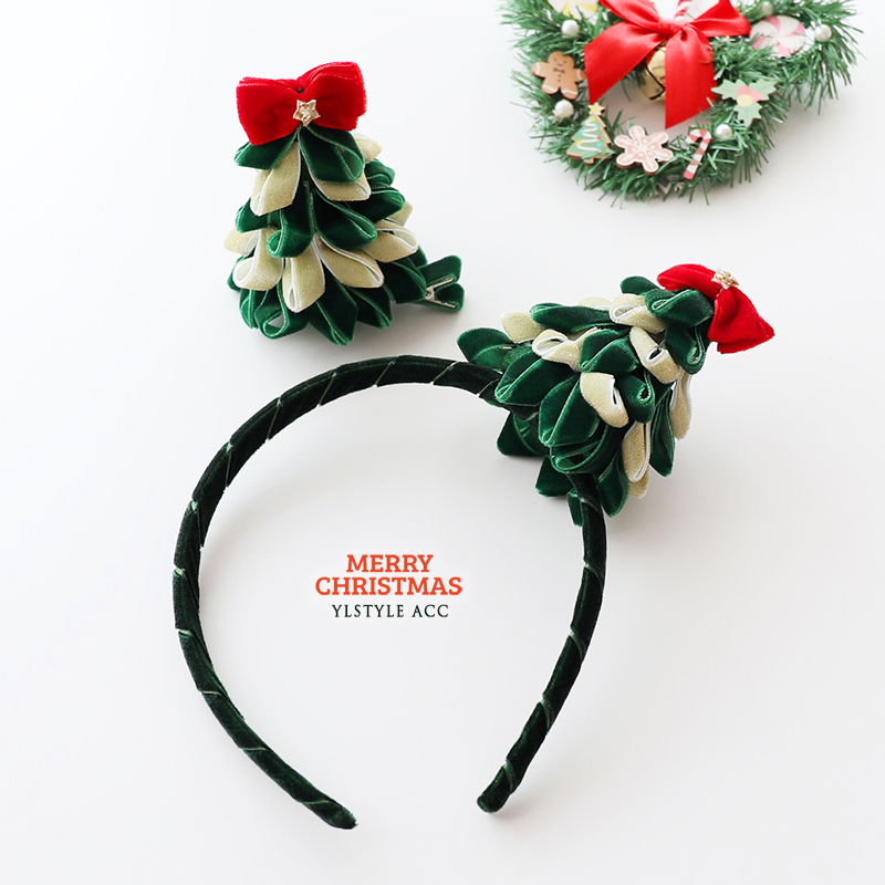 圣诞系列童趣可爱手工立体圣诞树发夹边夹头箍发箍压发发卡头饰
