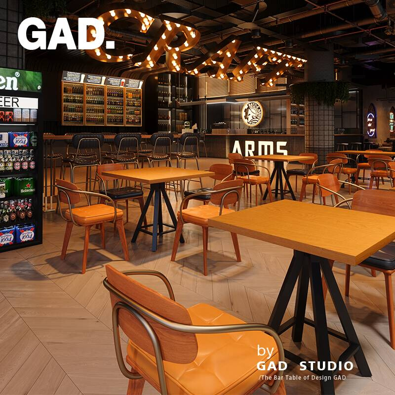 新品GAD工业风美式酒吧清吧酒馆餐饮店西餐厅咖啡厅桌椅组合烧烤