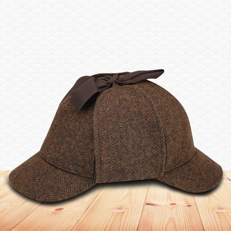 秋冬季帽子男女士福尔摩斯探案帽时尚百搭双帽檐羊毛呢英伦鸭舌帽